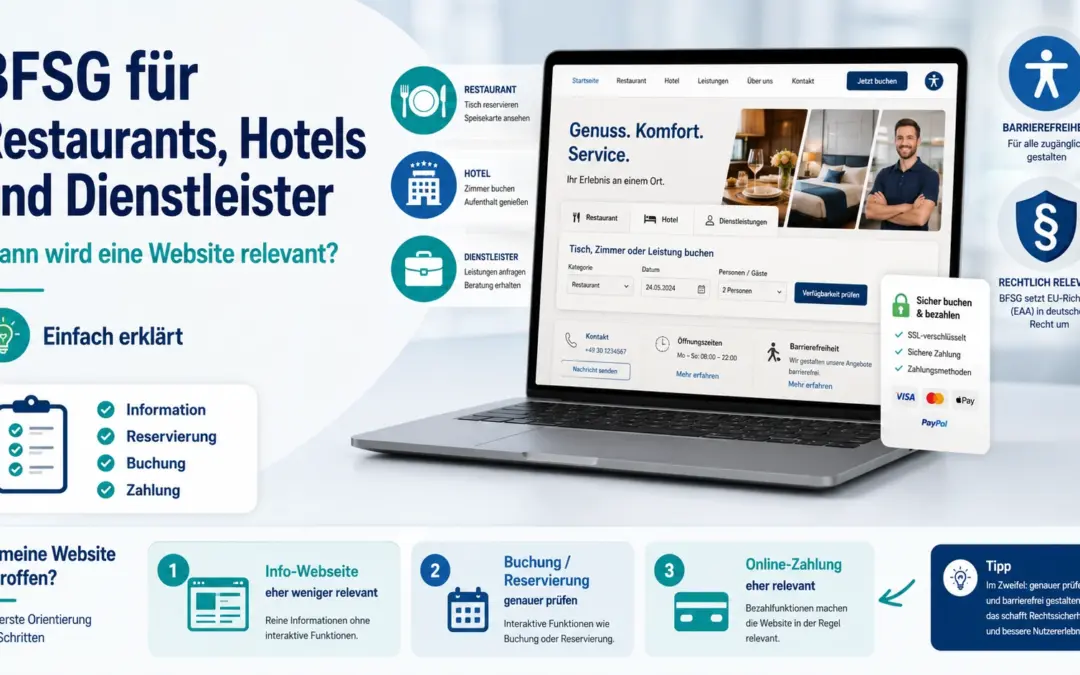 BFSG für Restaurants, Hotels und Dienstleister: Wann wird eine Website relevant?