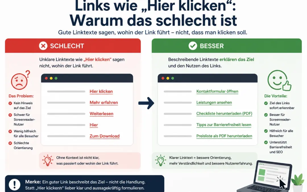 Links wie „Hier klicken“: Warum das schlecht ist