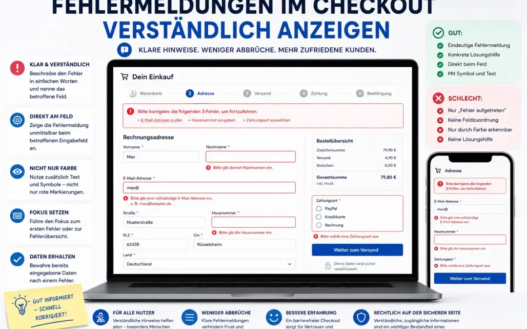 Fehlermeldungen im Checkout verständlich anzeigen