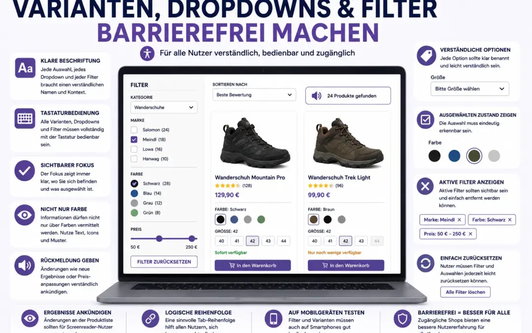 Varianten, Dropdowns und Filter barrierefrei machen